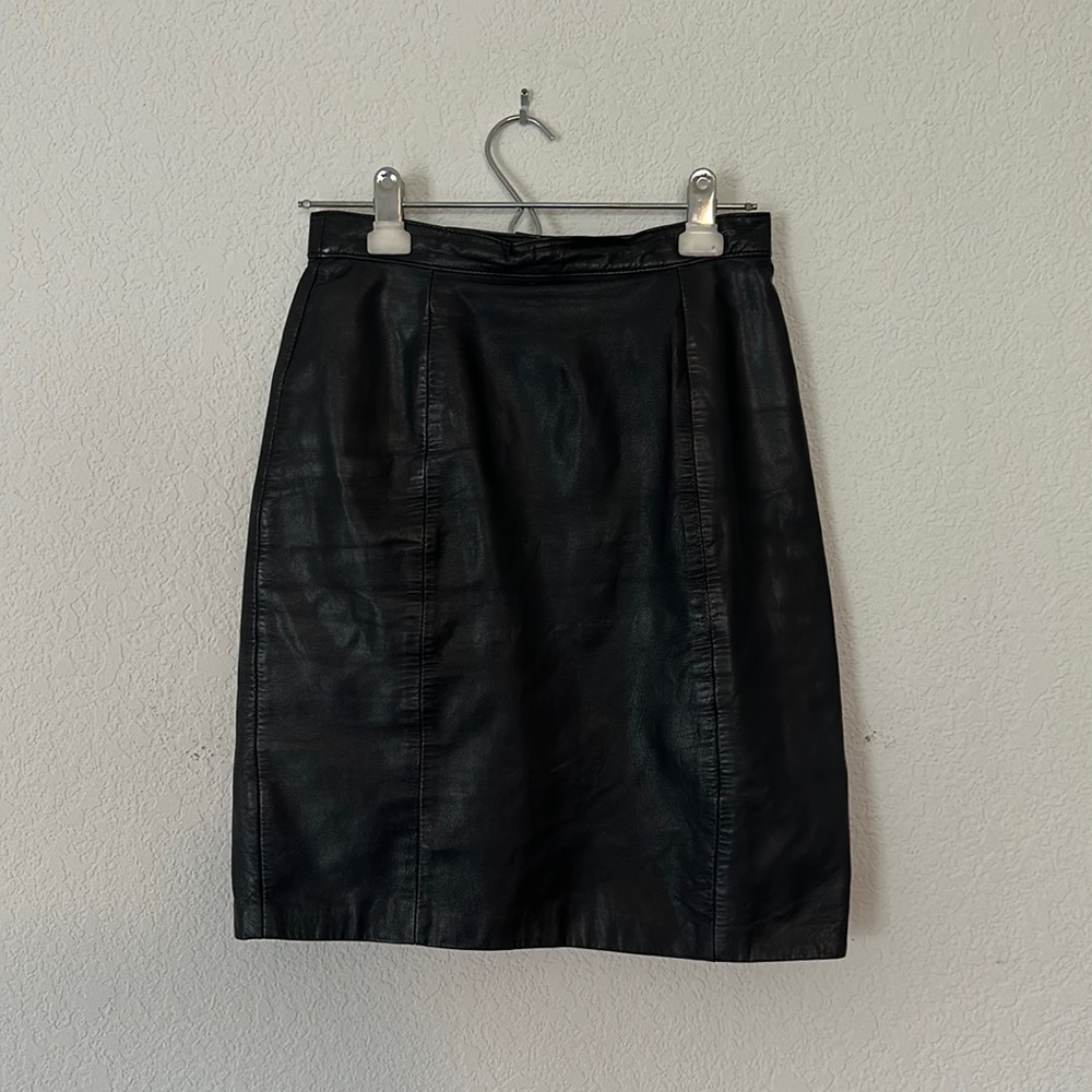 Vintage black leather skirt
